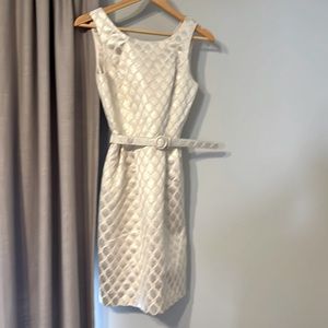 White House Black Market cream shimmer dress